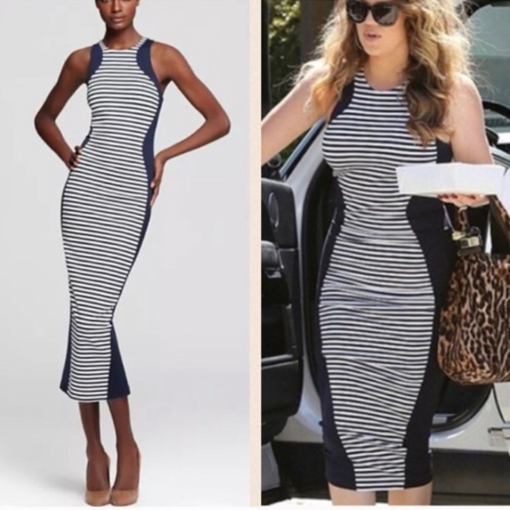 Torn by Ronny Kobo flattering body shaping dress.